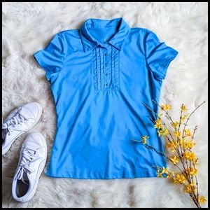 EUC Tail Golf Snap Up Polo Shirt in Aqua Blue